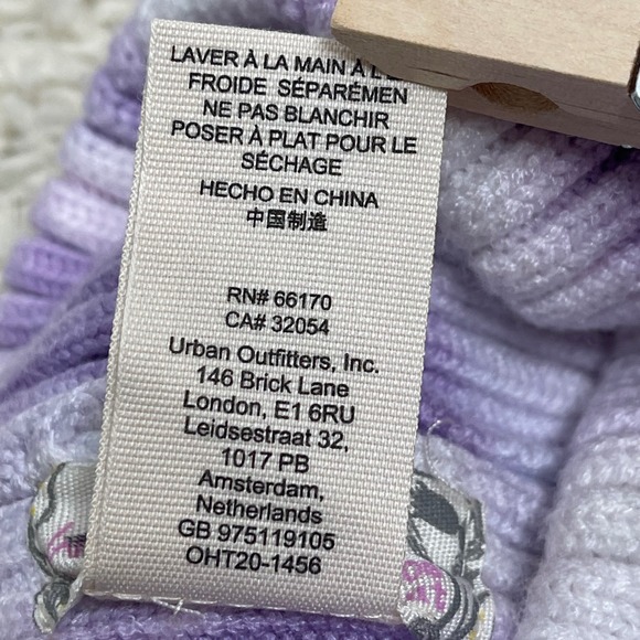 Free People Partly Cloudy Purple White Tie Dye Ribbed Beanie Knit Hat One Size - Picture 4 of 7